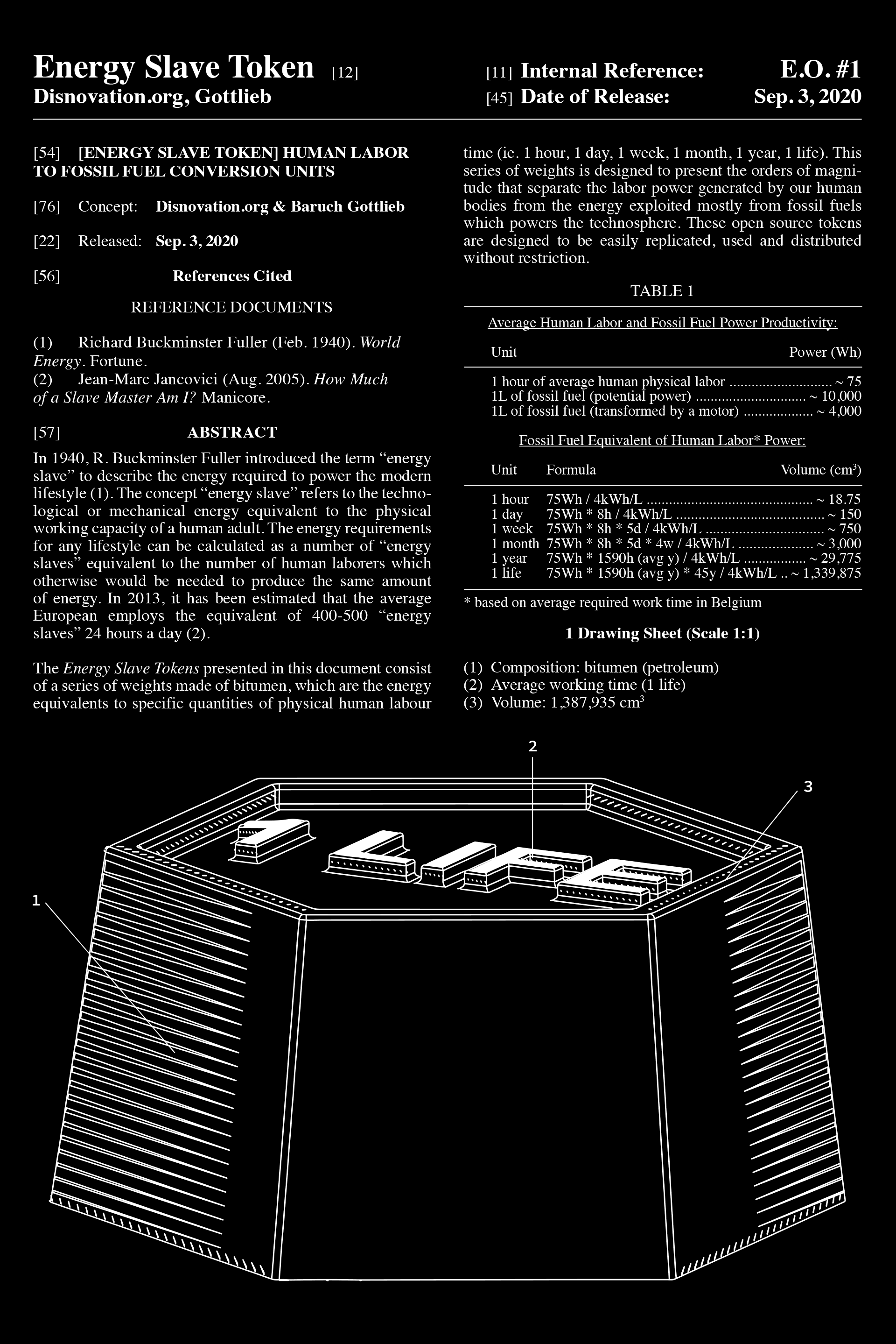 Energy Slave Tokens patent graphic